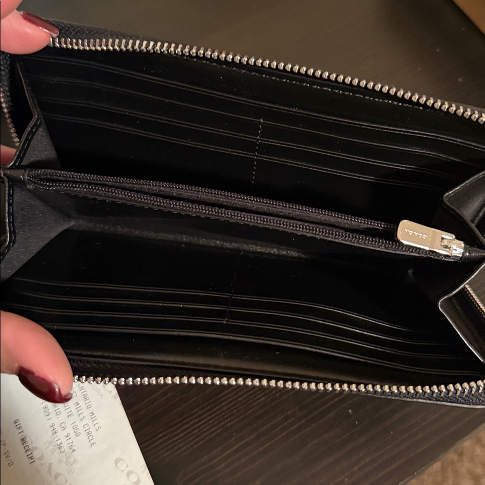 Coach Black and Gray Signature Zip Wallet - Picture 3 of 5